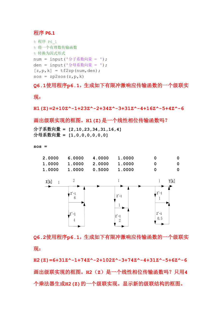 數(shù)字信號(hào)處理實(shí)驗(yàn)報(bào)告 六_第1頁(yè)