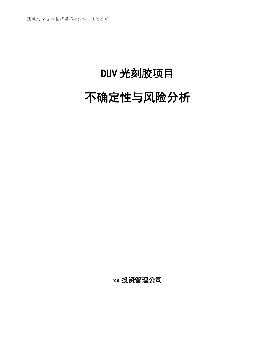 DUV光刻胶项目不确定性与风险分析_第1页
