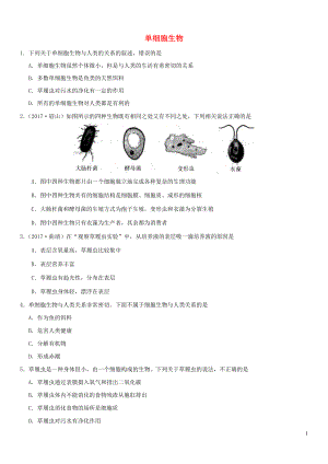 2019屆中考生物 專題匯編 單細(xì)胞生物