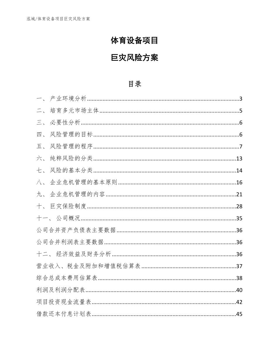 体育设备项目巨灾风险方案_范文_第1页