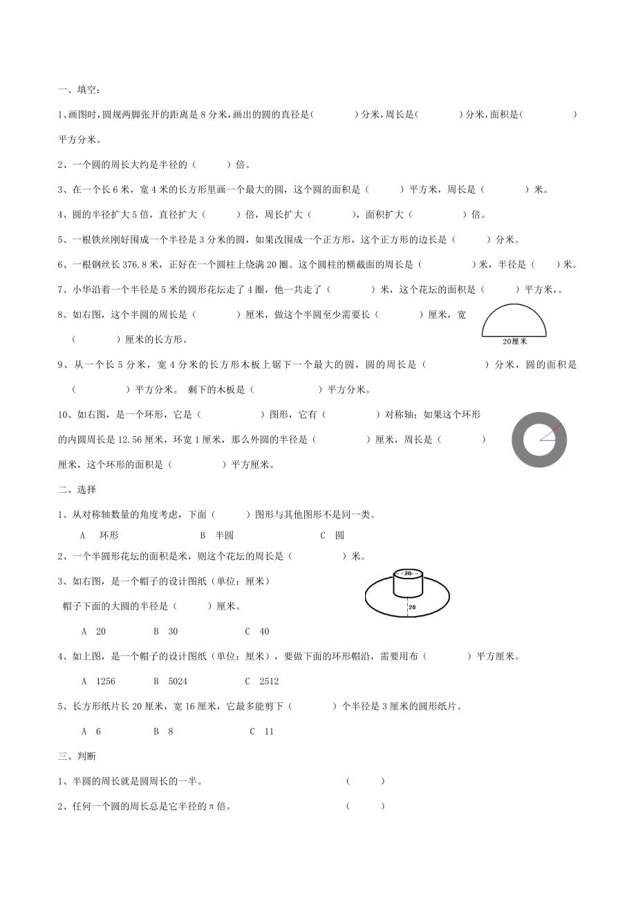 苏教版五年级下册全新圆练习_第1页