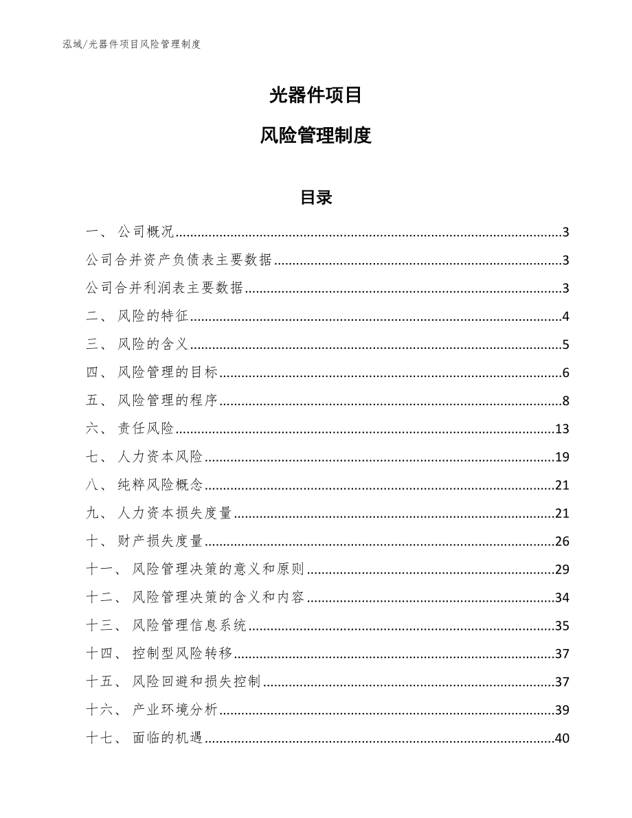 光器件项目风险管理制度_第1页