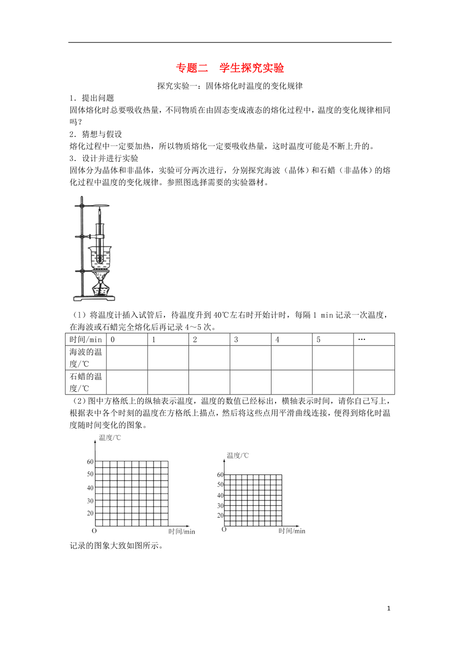 2018屆中考物理 基礎(chǔ)知識手冊 專題二 學(xué)生探究實驗_第1頁