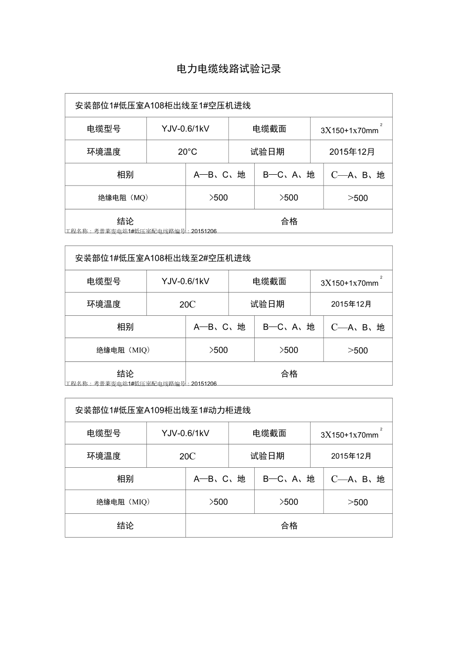 电缆试验报告_第1页