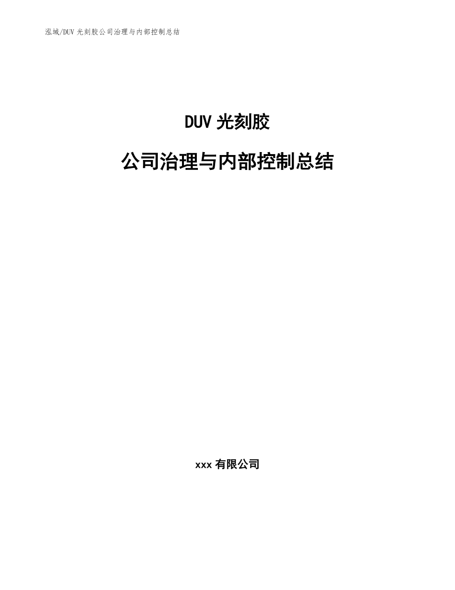 DUV光刻胶公司治理与内部控制总结_第1页