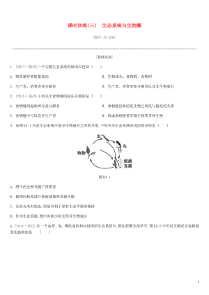 江蘇省徐州市2019年中考生物復(fù)習(xí) 第二單元 生物與環(huán)境 課時(shí)訓(xùn)練03 生態(tài)系統(tǒng)與生物圈