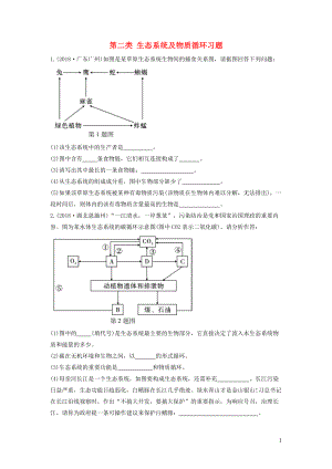 2019中考生物總復習 第二部分 重點題型探究 題型二 識圖題 第二類 生態(tài)系統(tǒng)及物質(zhì)循環(huán)習題