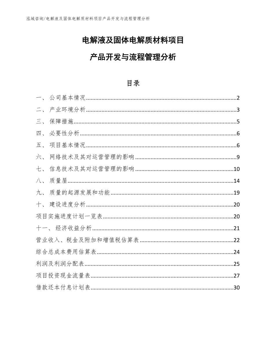 电解液及固体电解质材料项目产品开发与流程管理分析【范文】_第1页