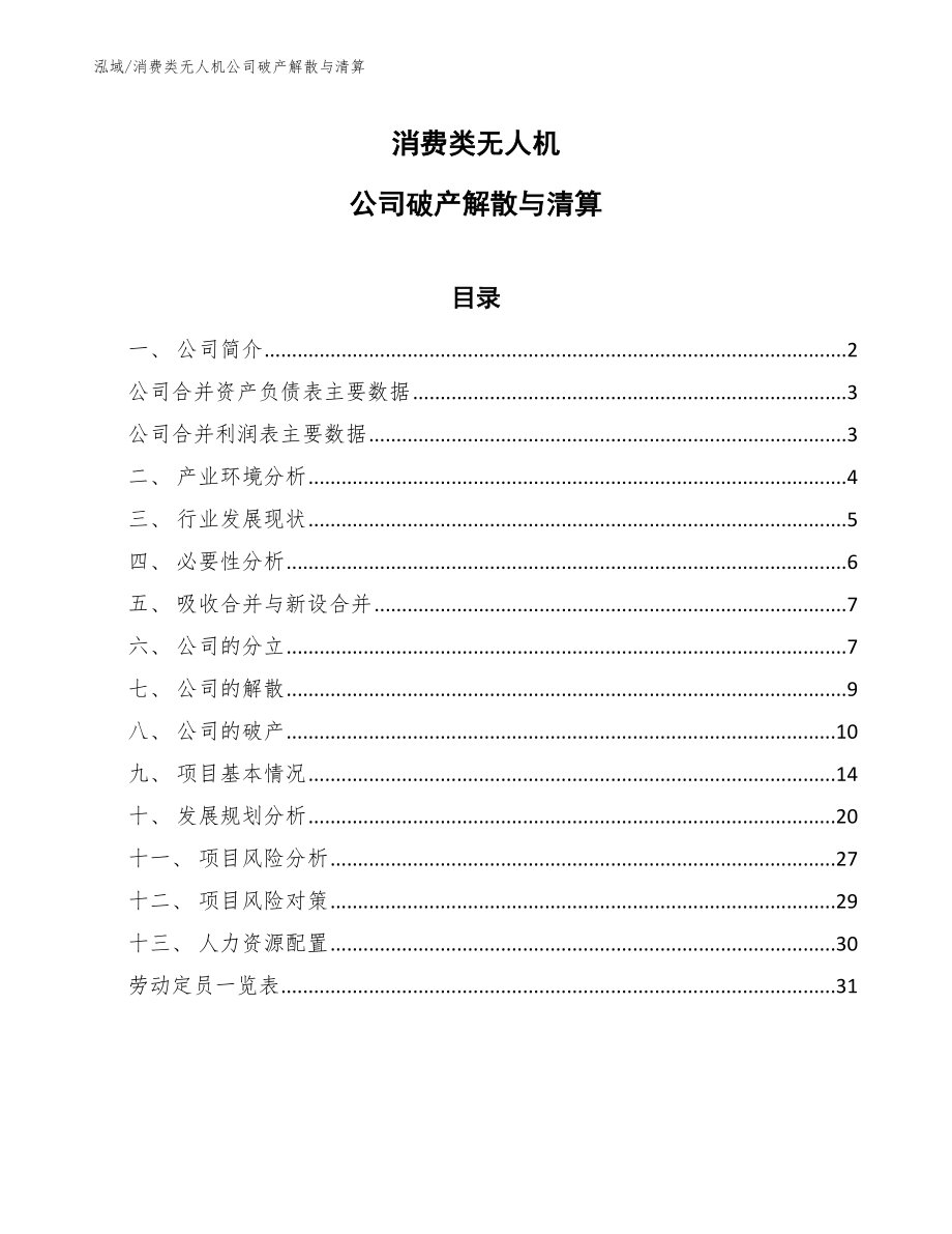 消费类无人机公司破产解散与清算_第1页