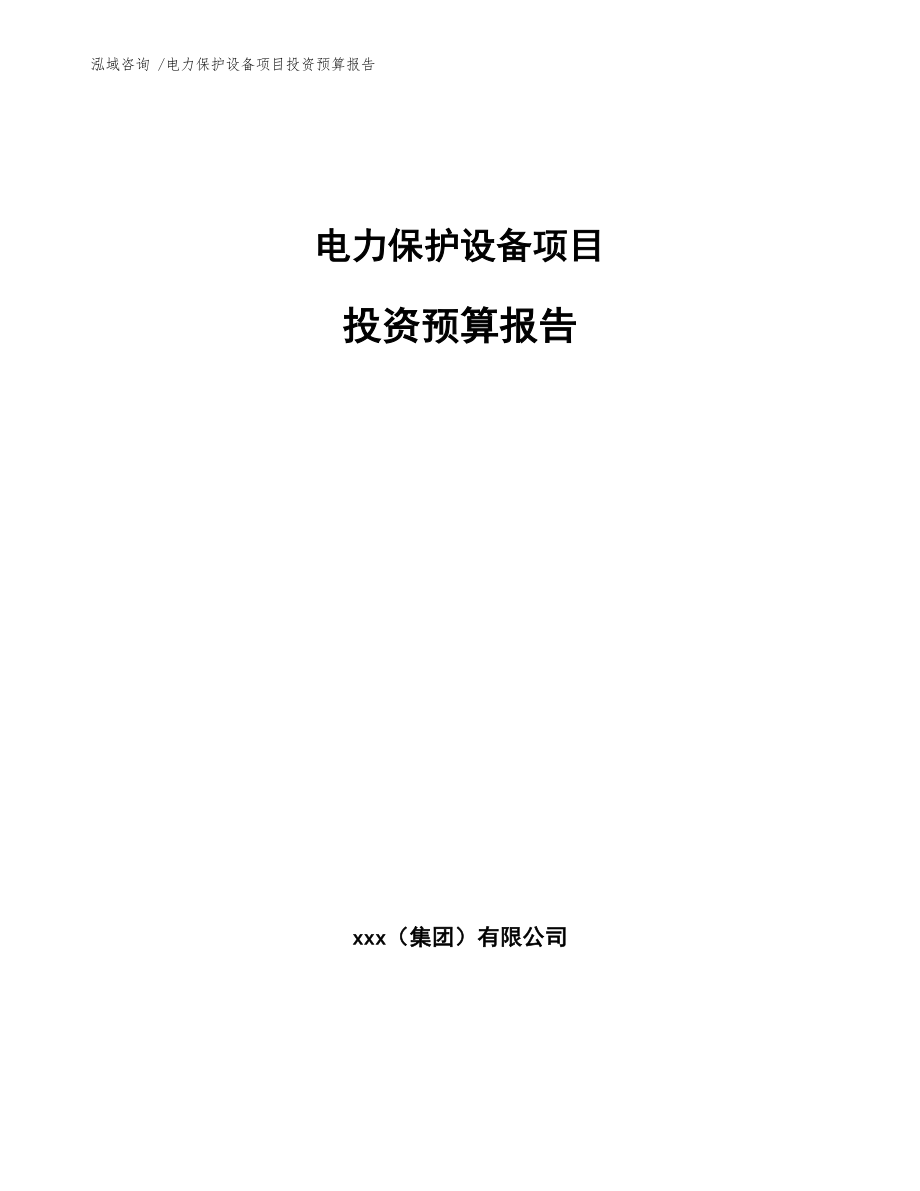 电力保护设备项目投资预算报告_第1页