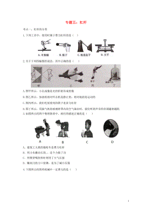 2020中考物理復習 考點歸類訓練 專題五 杠桿試題