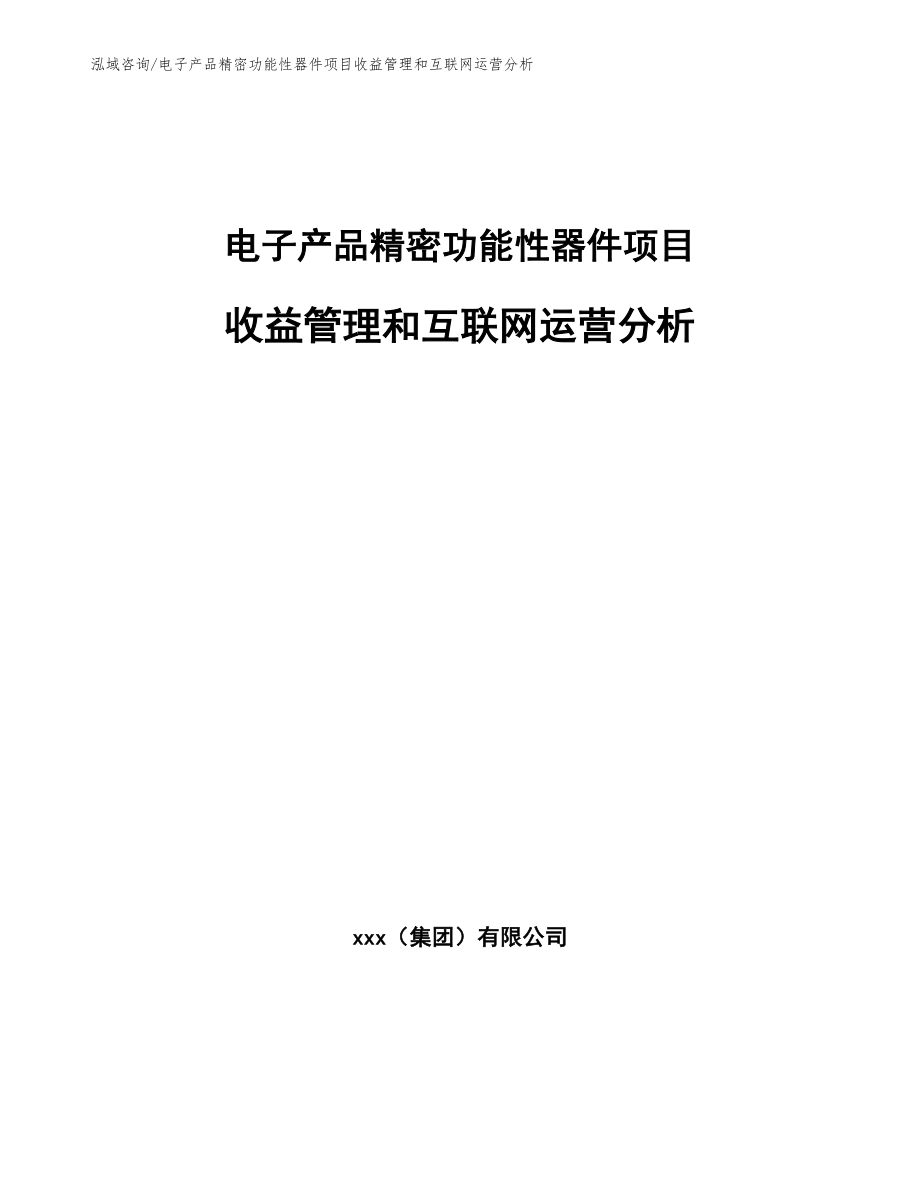 电子产品精密功能性器件项目收益管理和互联网运营分析_第1页