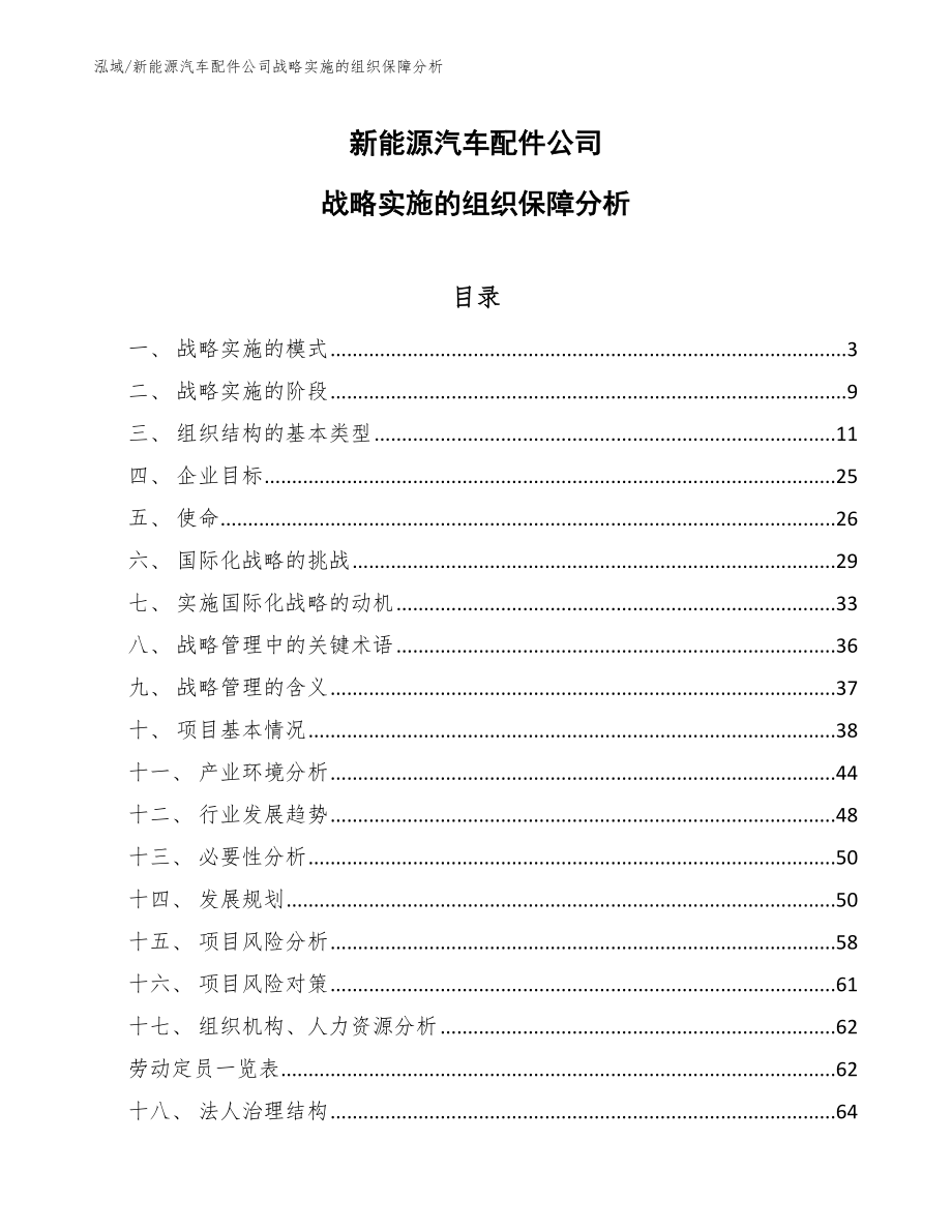 新能源汽车配件公司战略实施的组织保障分析（参考）_第1页