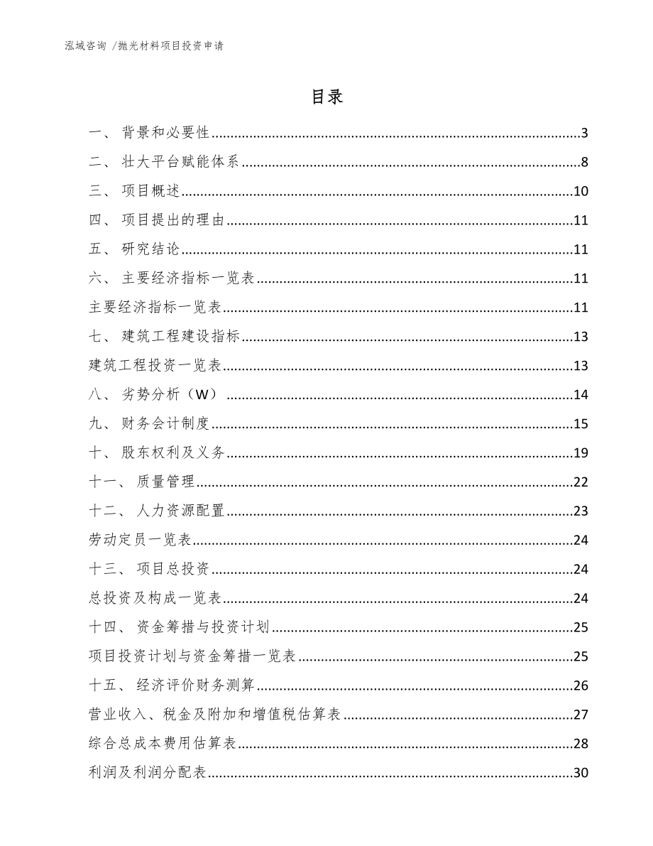 抛光材料项目投资申请_第1页