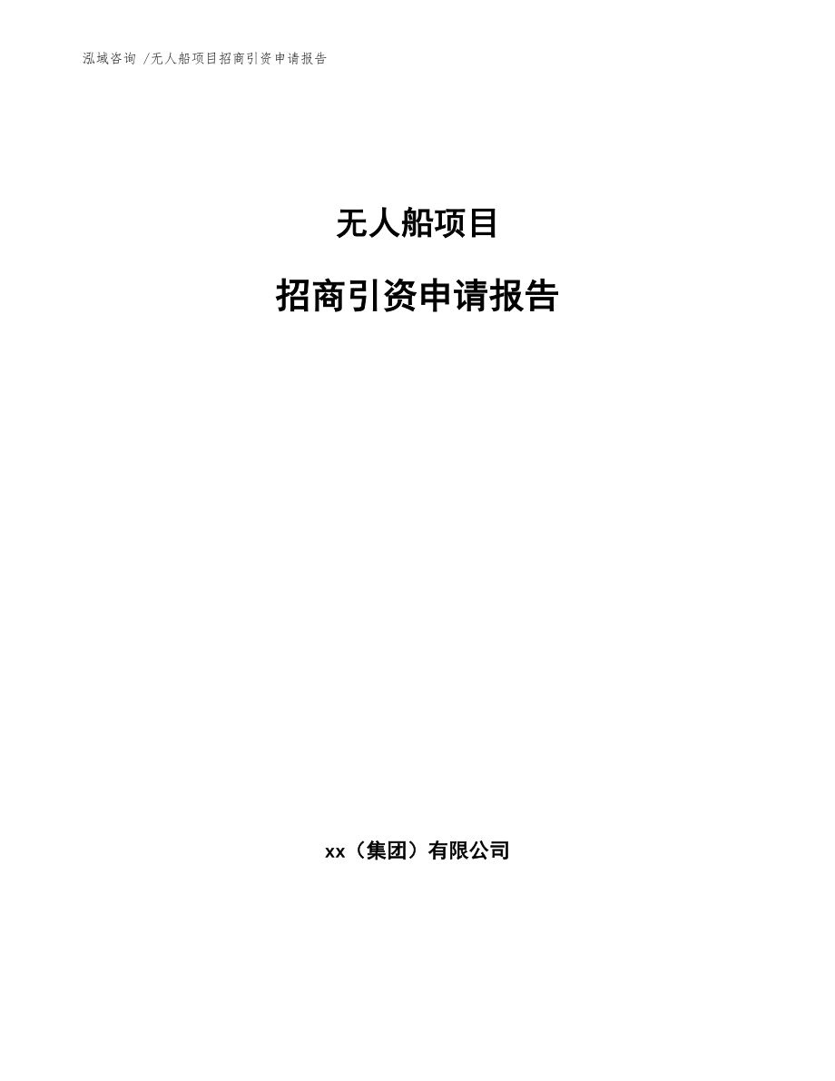 无人船项目招商引资申请报告-（模板）_第1页