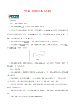 2020年中考物理 考點總動員 考點03 光的直線傳播 光的反射（含解析）