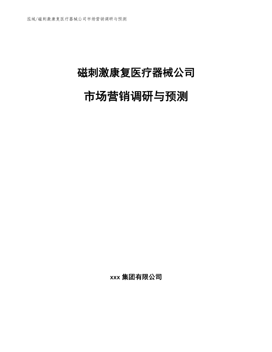 磁刺激康复医疗器械公司市场营销调研与预测（参考）_第1页