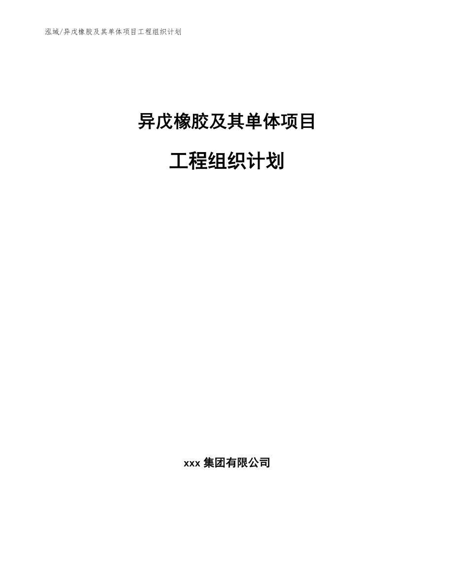 异戊橡胶及其单体项目工程组织计划【范文】_第1页