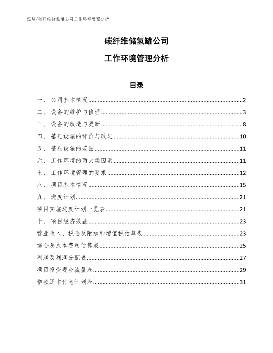 碳纤维储氢罐公司工作环境管理分析_第1页