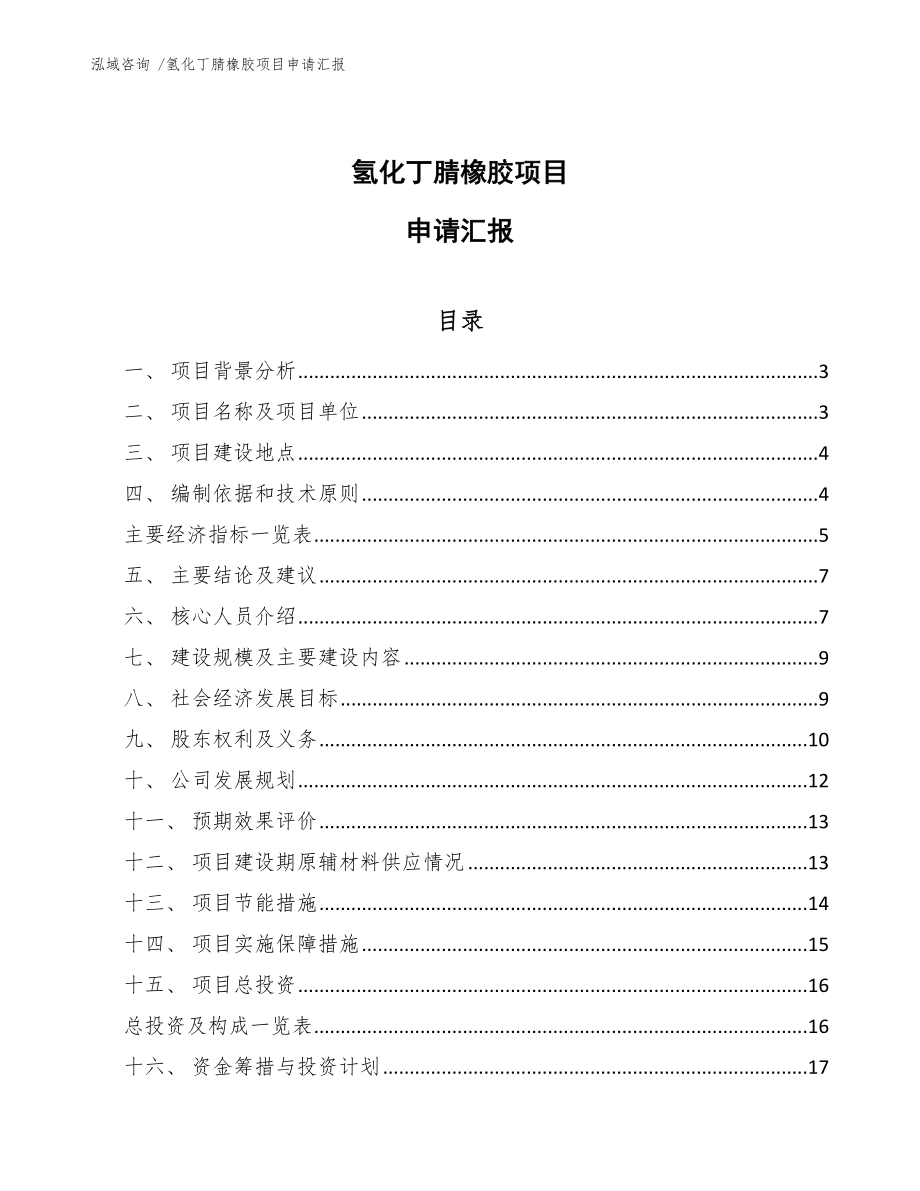 氢化丁腈橡胶项目申请汇报_第1页