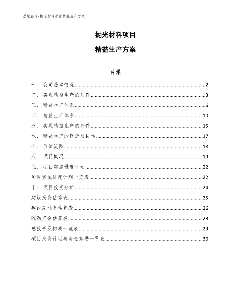 抛光材料项目精益生产方案_第1页