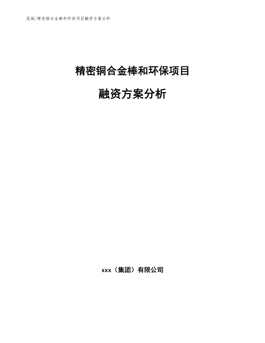 精密铜合金棒和环保项目融资方案分析_第1页