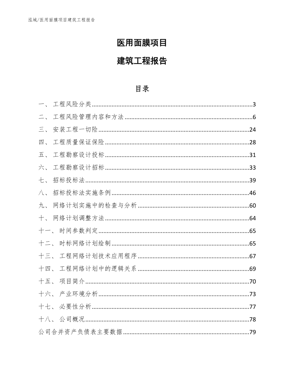 医用面膜项目建筑工程报告_第1页