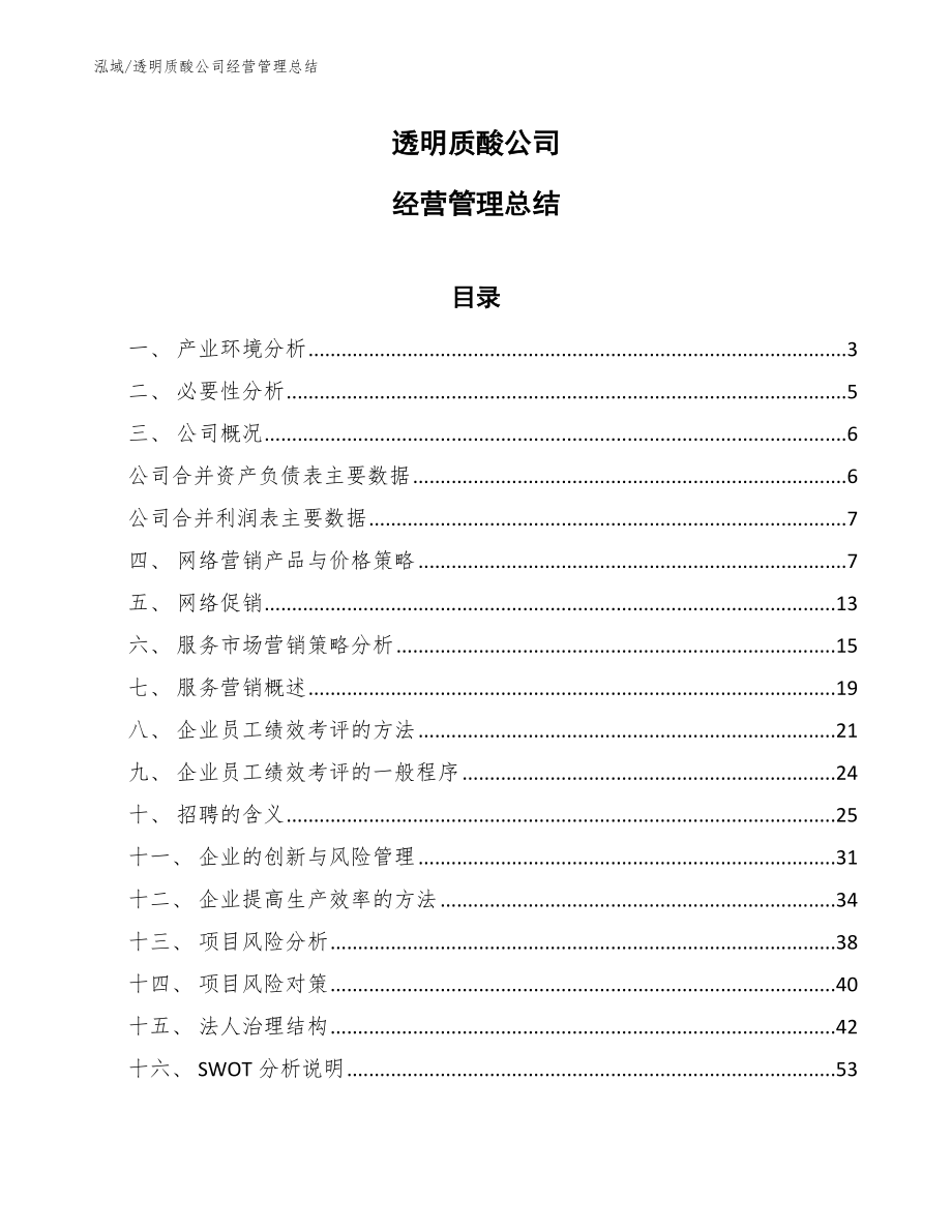 透明质酸公司经营管理总结_第1页