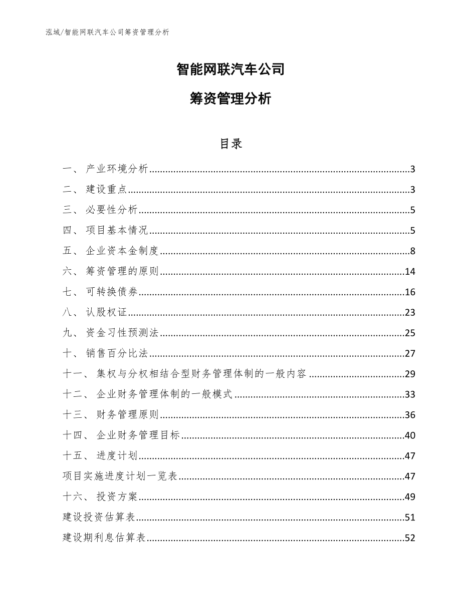 智能网联汽车公司筹资管理分析【范文】_第1页