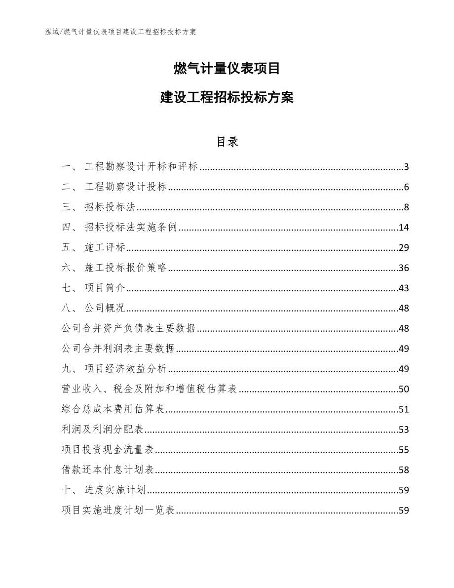 燃气计量仪表项目建设工程招标投标方案_第1页