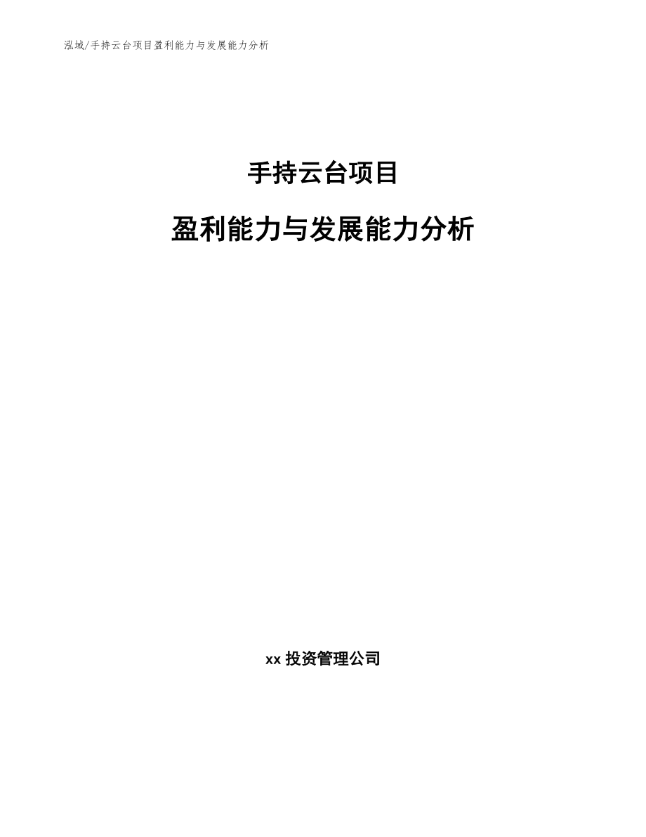 手持云台项目盈利能力与发展能力分析_第1页