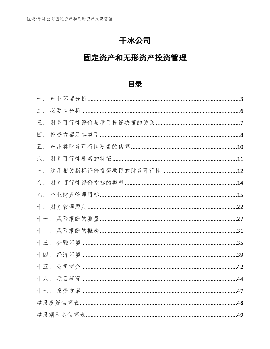 干冰公司固定资产和无形资产投资管理_第1页