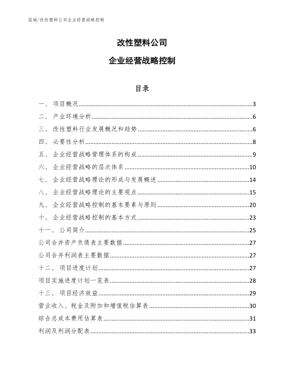 改性塑料公司企业经营战略控制_参考_第1页