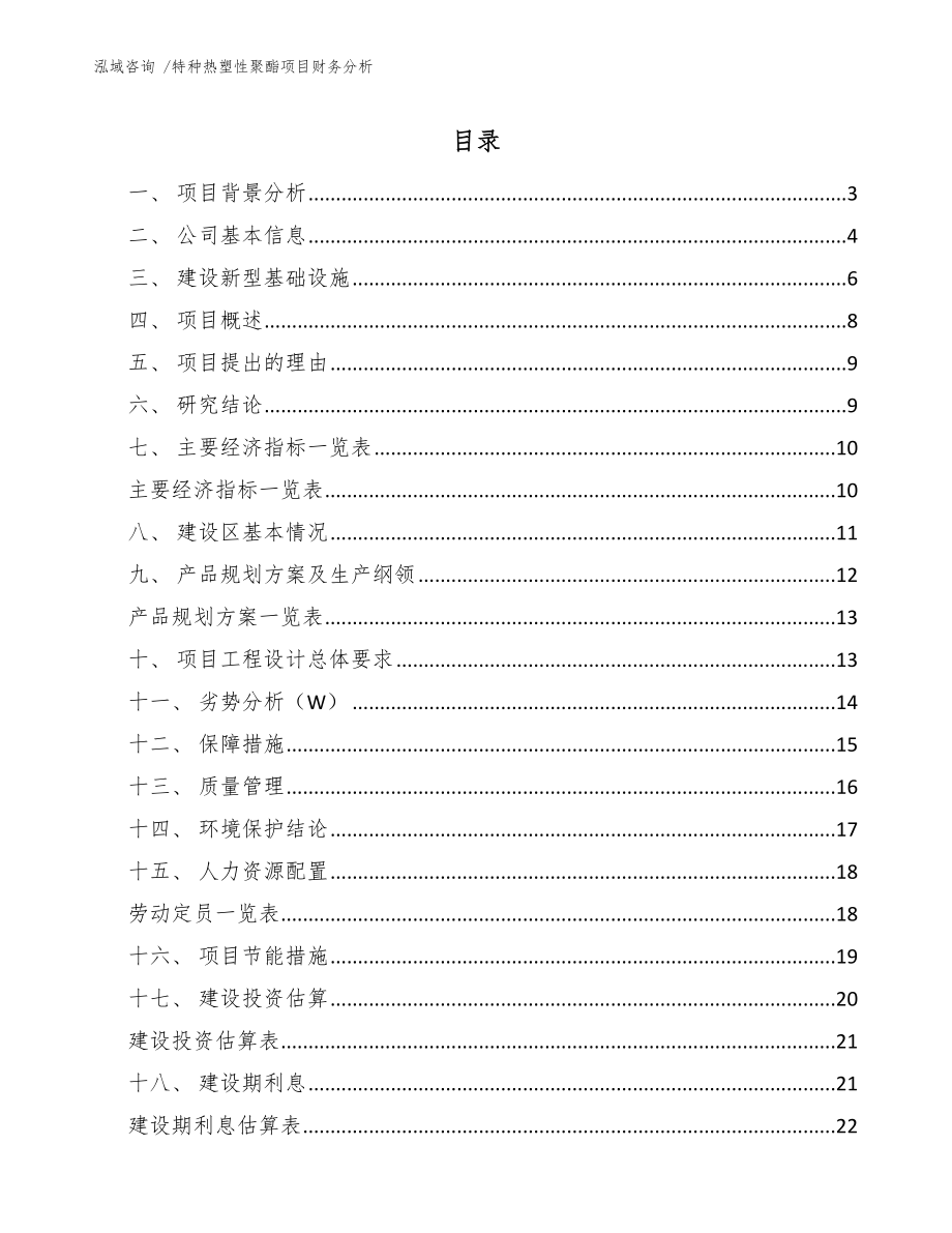 特种热塑性聚酯项目财务分析_模板范文_第1页