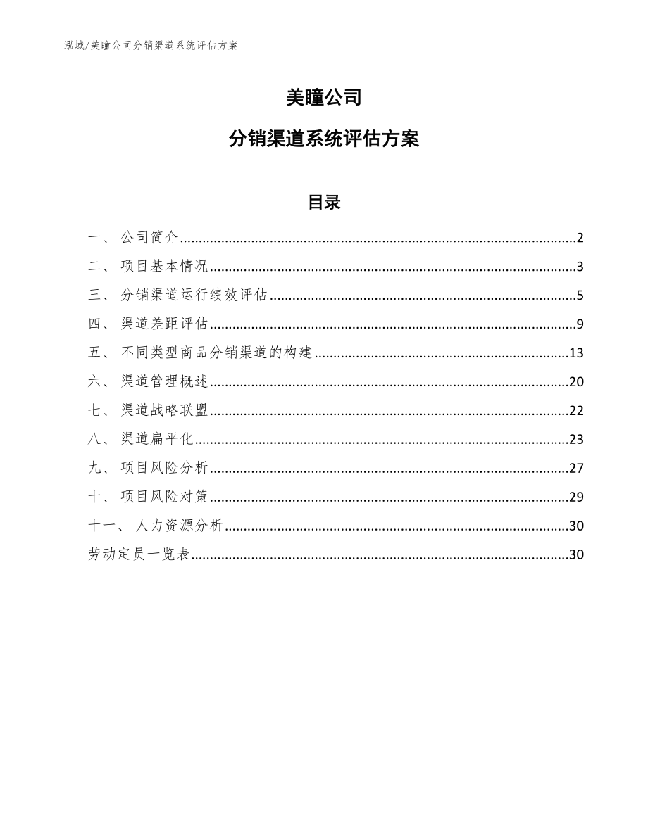 美瞳公司分销渠道系统评估方案_第1页