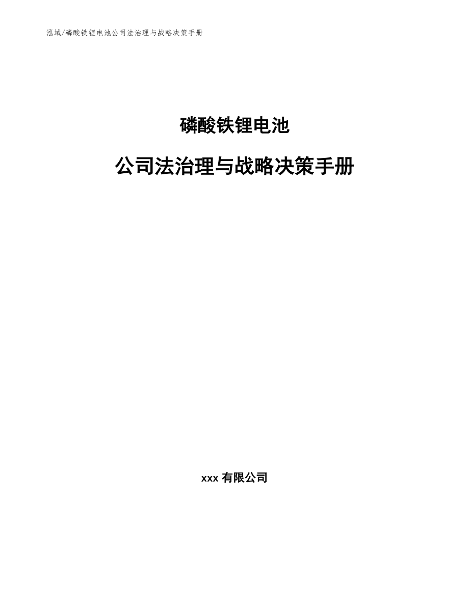 磷酸铁锂电池公司法治理与战略决策手册_第1页