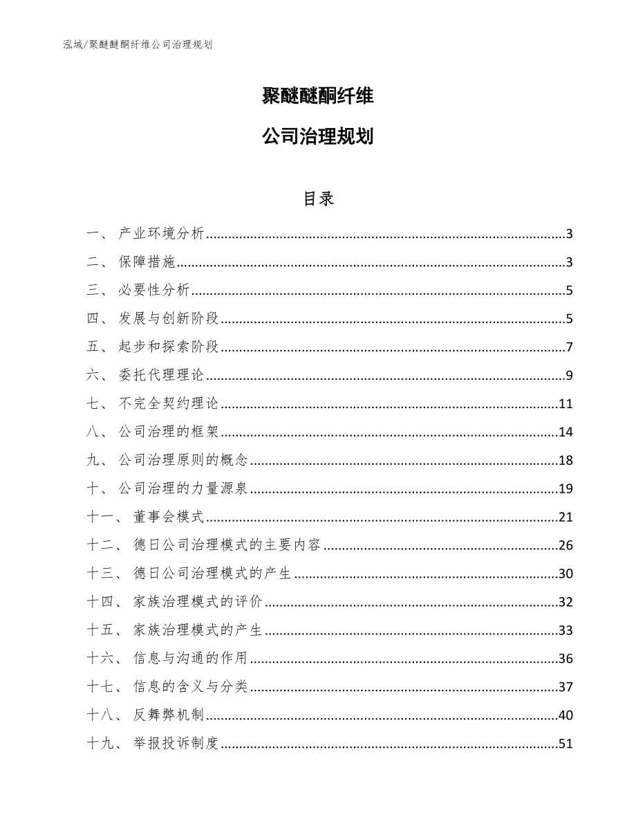 聚醚醚酮纤维公司治理规划_第1页