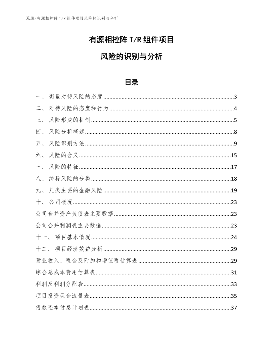 有源相控阵T_R组件项目风险的识别与分析_范文_第1页