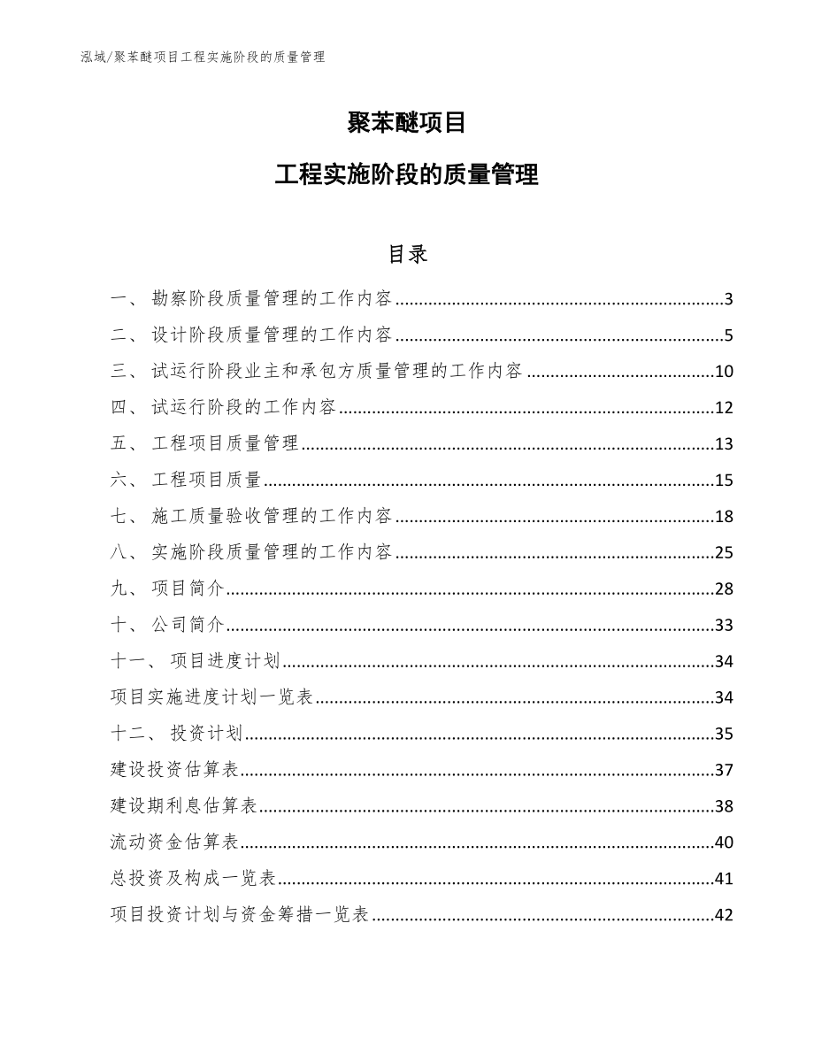 聚苯醚项目工程实施阶段的质量管理_第1页