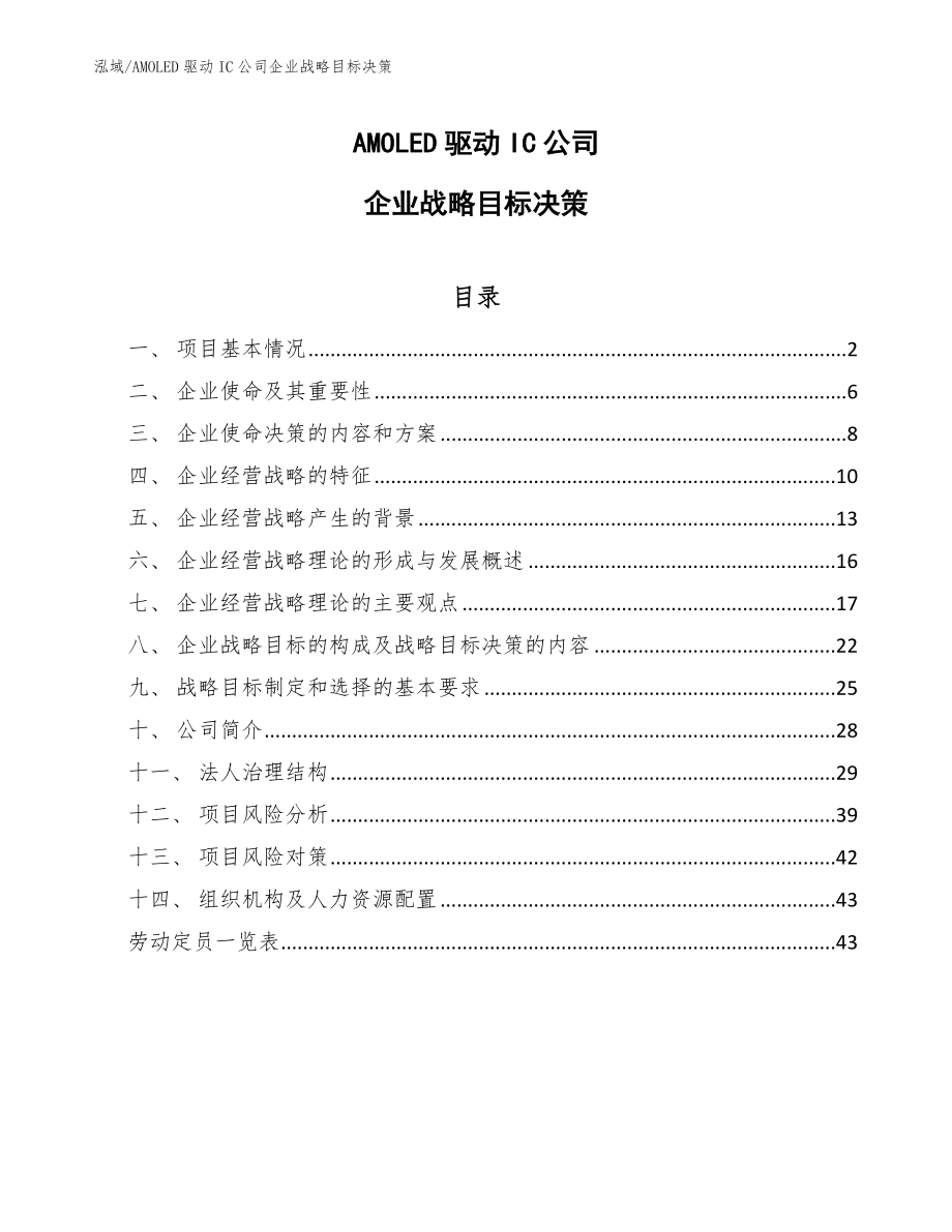 AMOLED驱动IC公司企业战略目标决策_第1页