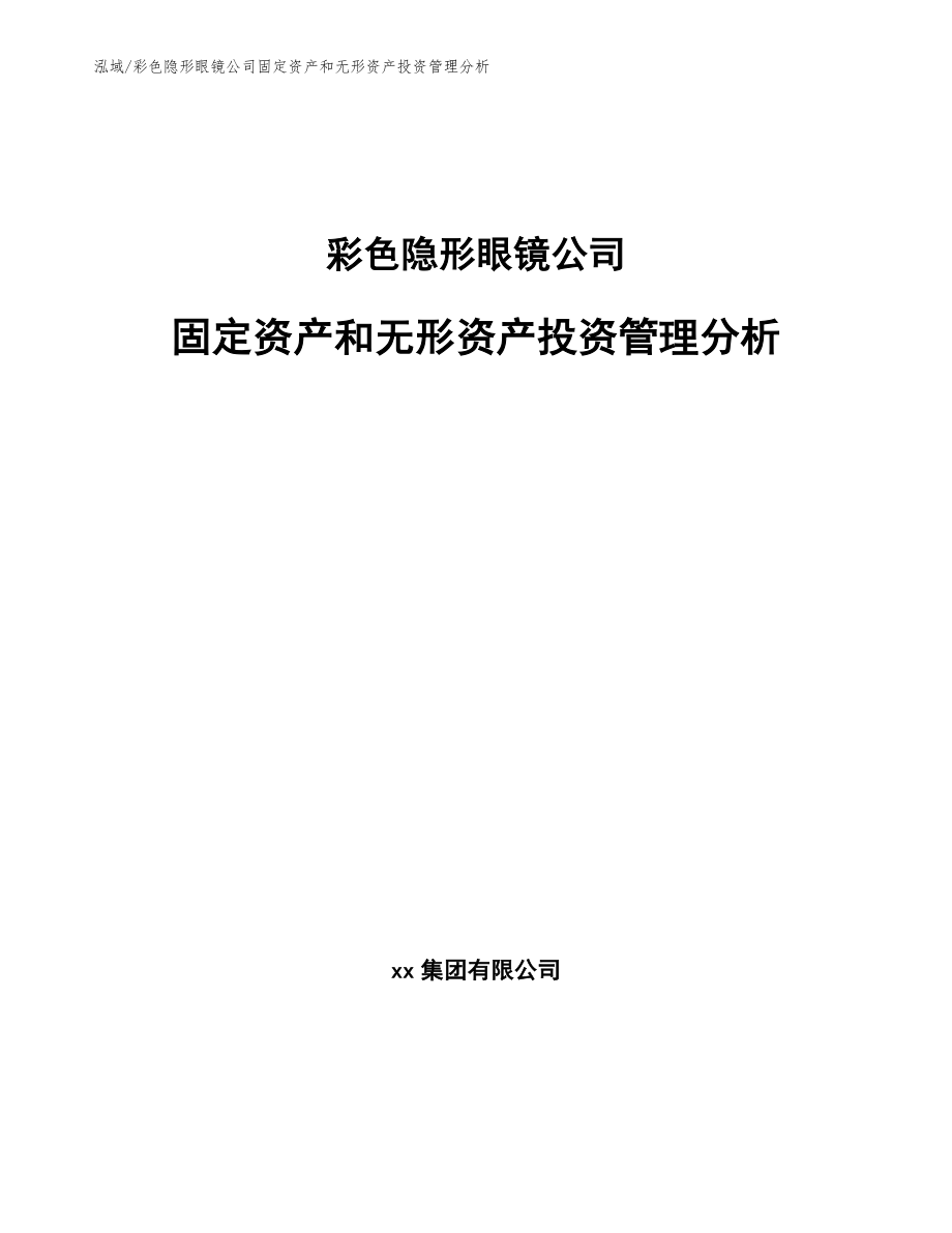 彩色隐形眼镜公司固定资产和无形资产投资管理分析（范文）_第1页