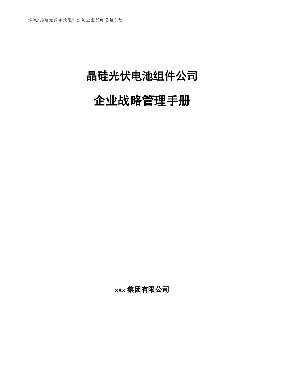 晶硅光伏电池组件公司企业战略管理手册（参考）_第1页