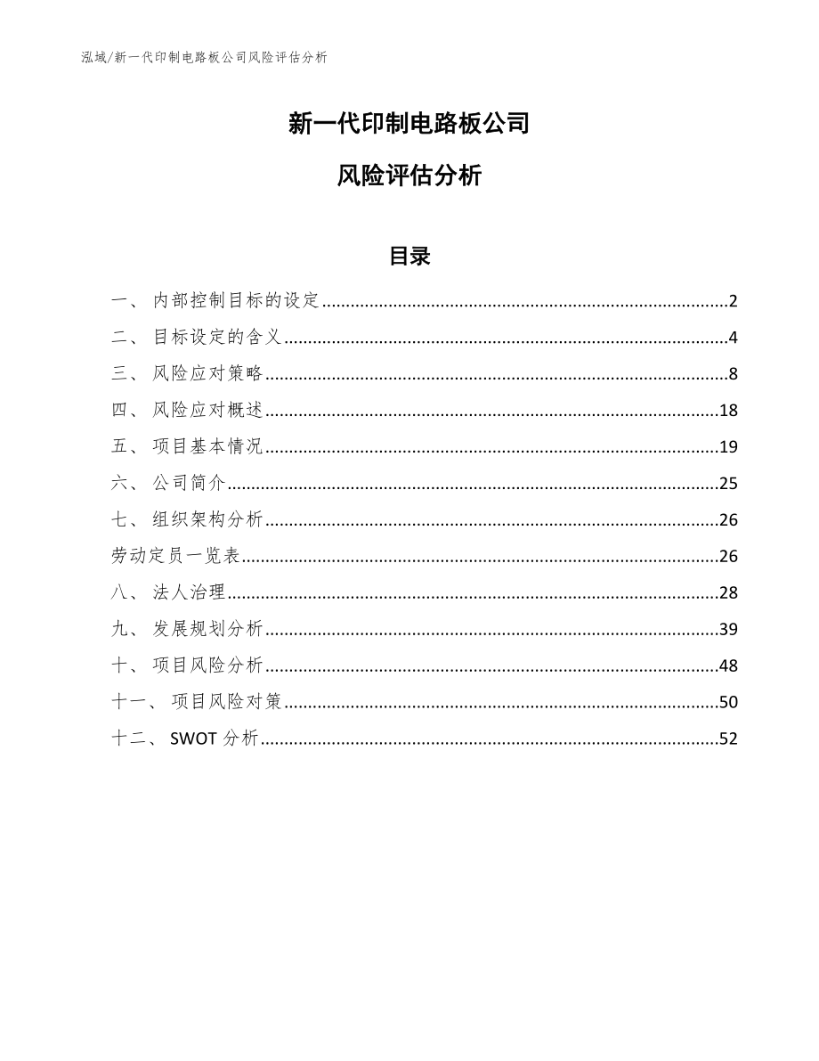 新一代印制电路板公司风险评估分析【范文】_第1页