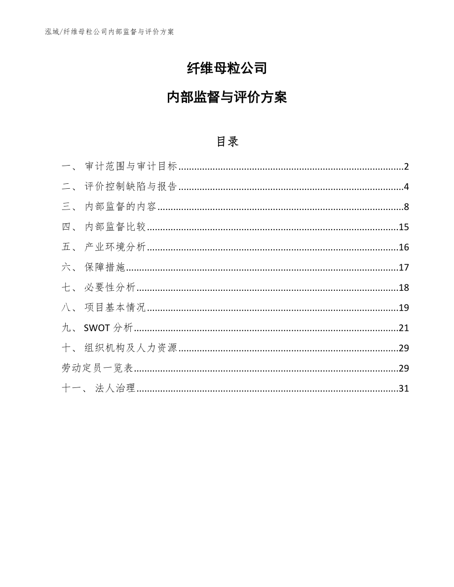 纤维母粒公司内部监督与评价方案_第1页