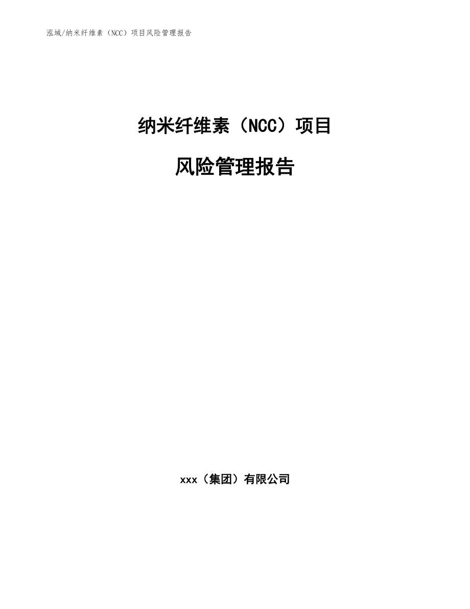 纳米纤维素（NCC）项目风险管理报告（参考）_第1页