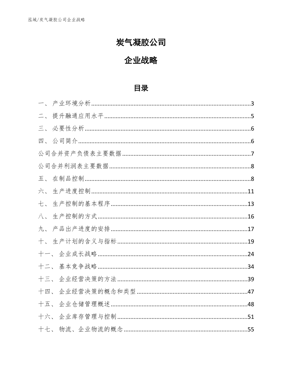 炭气凝胶公司企业战略_第1页