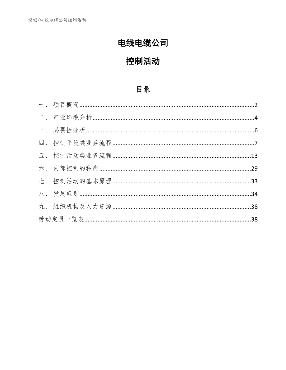 电线电缆公司控制活动_第1页