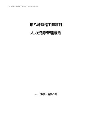 聚乙烯醇缩丁醛项目人力资源管理规划【参考】