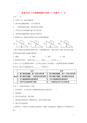 備戰(zhàn)2020年九年級物理考點提升訓(xùn)練 專題十一 力（含解析）