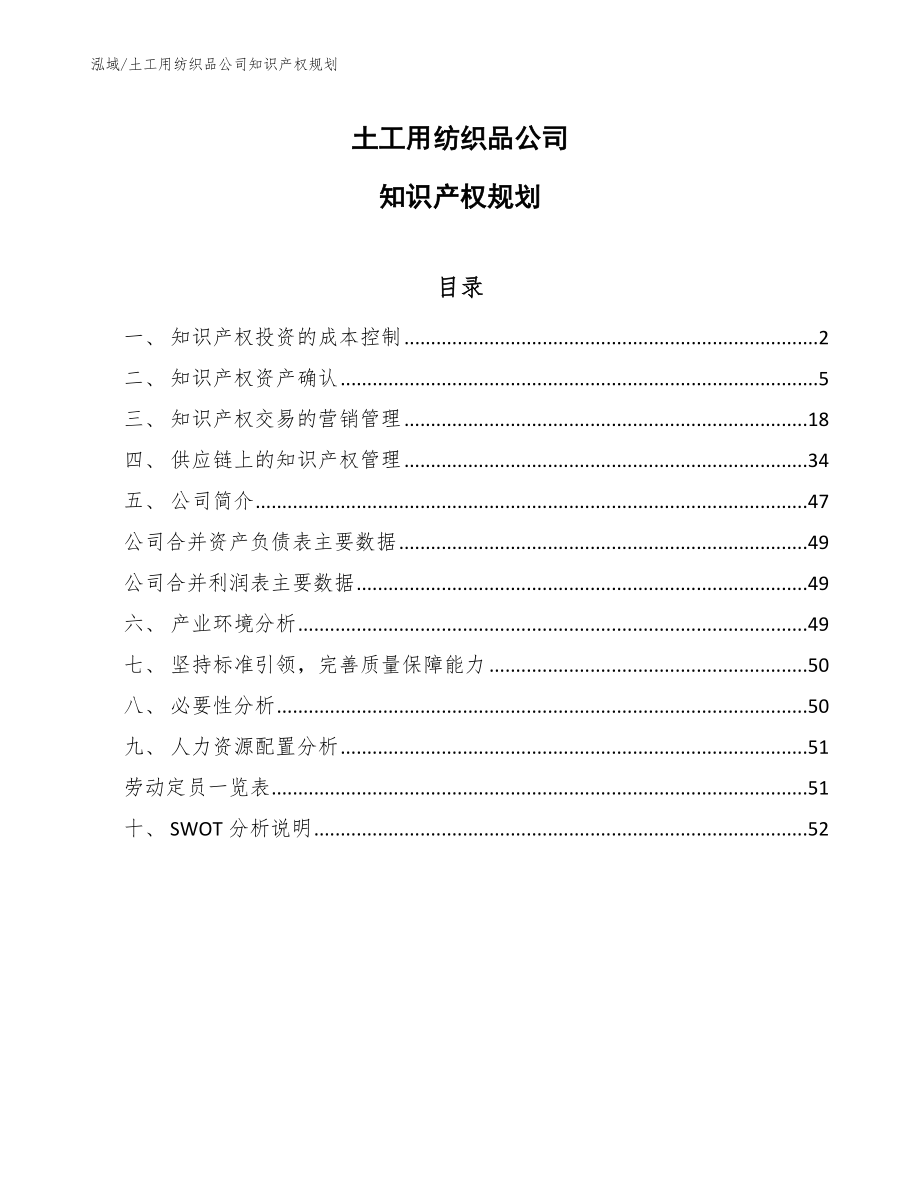 土工用纺织品公司知识产权规划【范文】_第1页